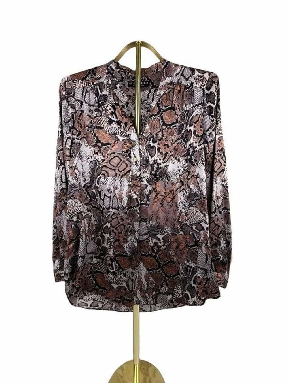 Alice & Trixie by Angela George Silk Snakeskin Print Blouse Size S